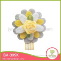 3 inch white yellow Sliver Felt sun flowers with satin rose flowers felt clips